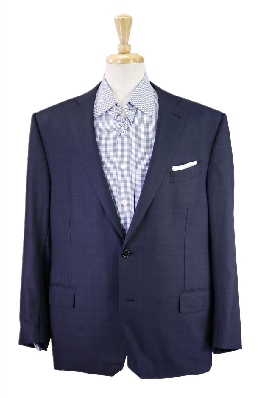 Ermenegildo Zegna 15 Milmil 15 Current Navy Blue Plaid 2Btn Sportcoat Blazer 42S